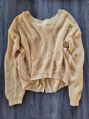 Express Woven Back Chunky Knit Sweater